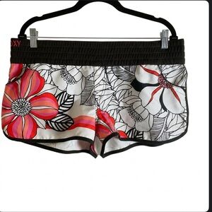 Roxy Floral Board Shorts Size 13 - Black/Pink/White Tropical Print